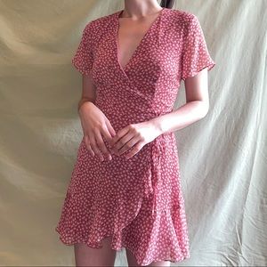 urban outfitters pink floral wrap dress